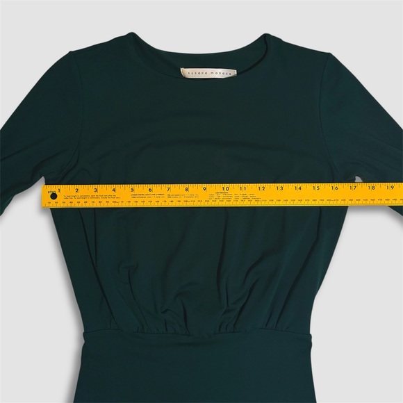 Susana Monaco XS Dark Green Open Back Bodycon Dress Long Sleeve Stretch - Picture 4 of 6